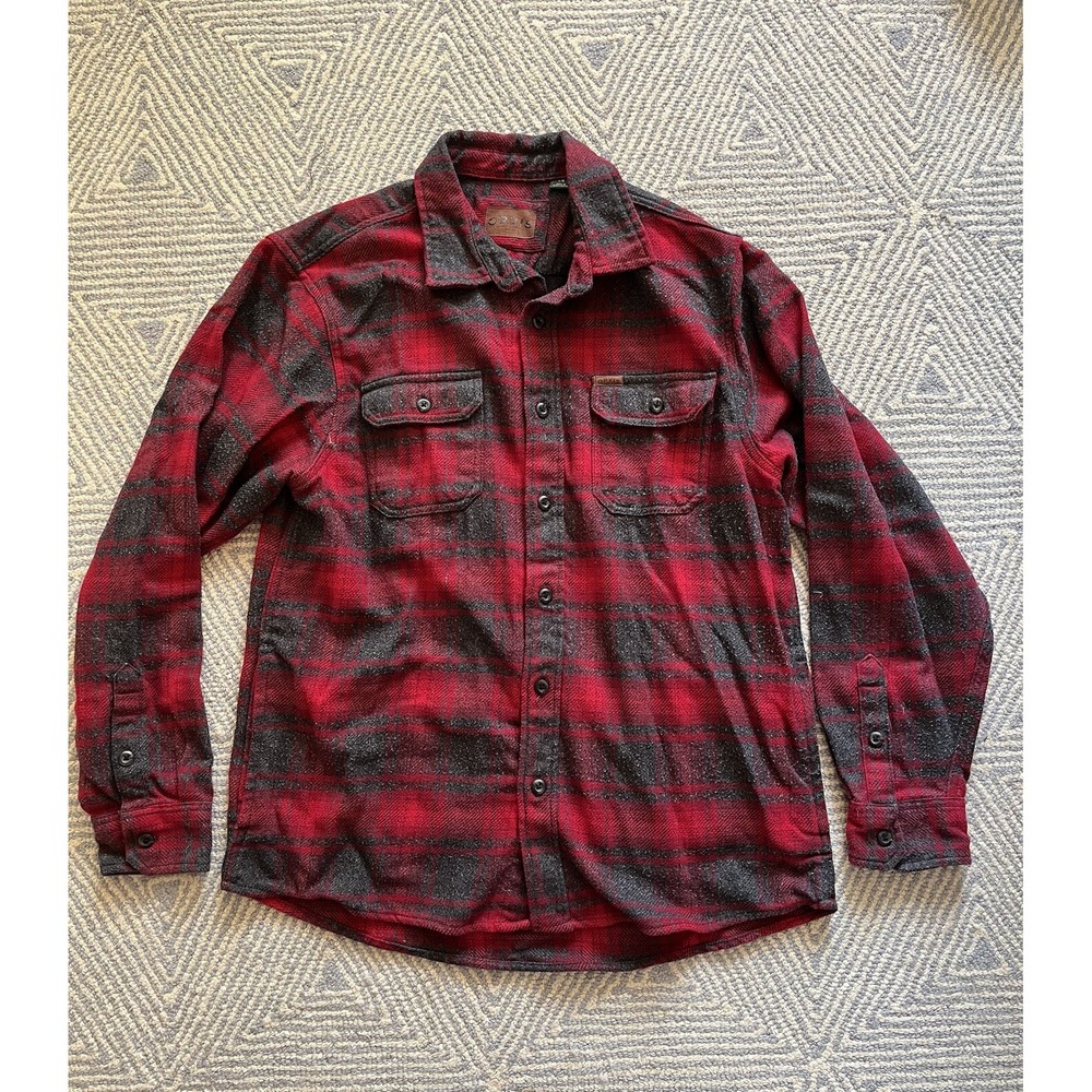 Orvis Big Bear Heavyweight Flannel Shirt - Red/Grey - Large